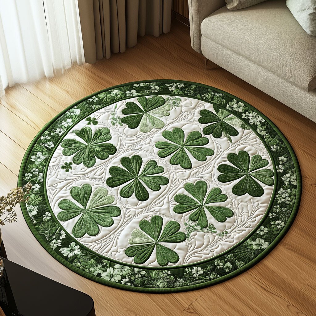 Emerald Wishes Round Mat Rug - washable non-slip printed rug