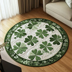 Emerald Wishes Round Mat Rug - washable non-slip printed rug