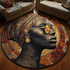 Empress Glow Round Mat Rug - washable non-slip printed rug