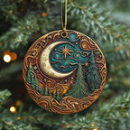 Crescent Moon Pine Night Christmas Ornament