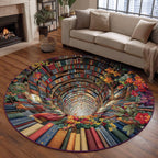 Enchanted Book Descent Round Mat Rug - washable non-slip printed rug
