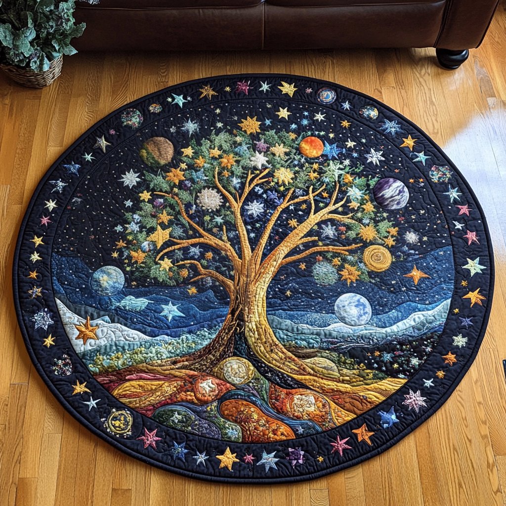 Enchanted Canopy Round Mat Rug - washable non-slip printed rug