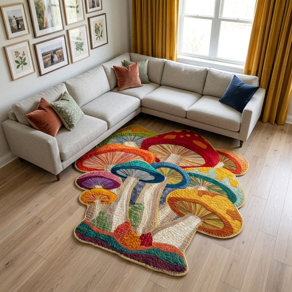 Enchanted Caps Custom Shape Area Rug - Nature Design | Die-Cut Non-Slip Rug - washable non-slip printed rug