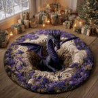Enchanted Dragon Realm Round Mat Rug - washable non-slip printed rug