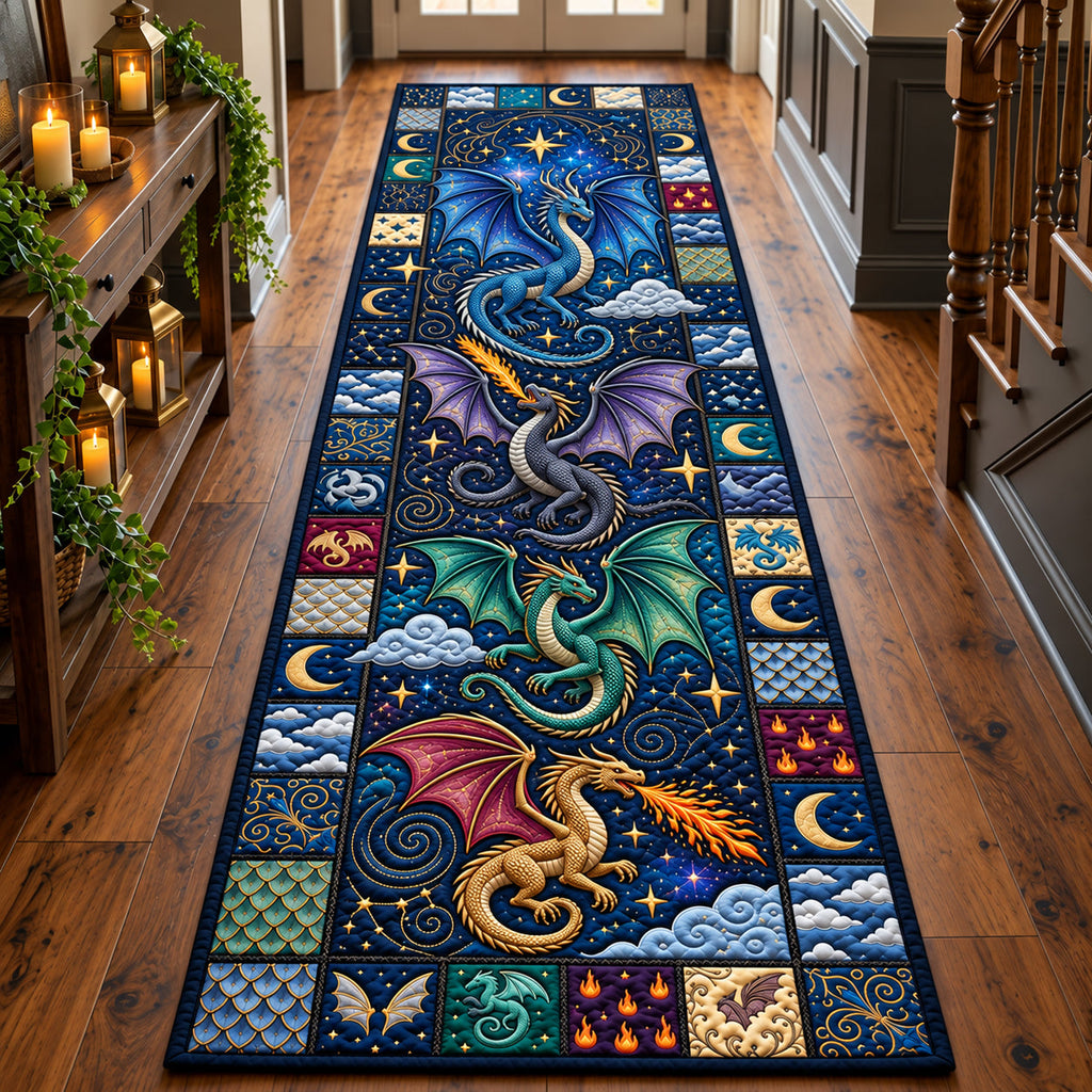 Enchanted Dragon Runner Rug - Cute Animal Design | Charming Runner Rug - washable non-slip printed rug