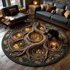 Enchanted Forest Round Mat Rug - Nature Design | Serene Home Decor - washable non-slip printed rug