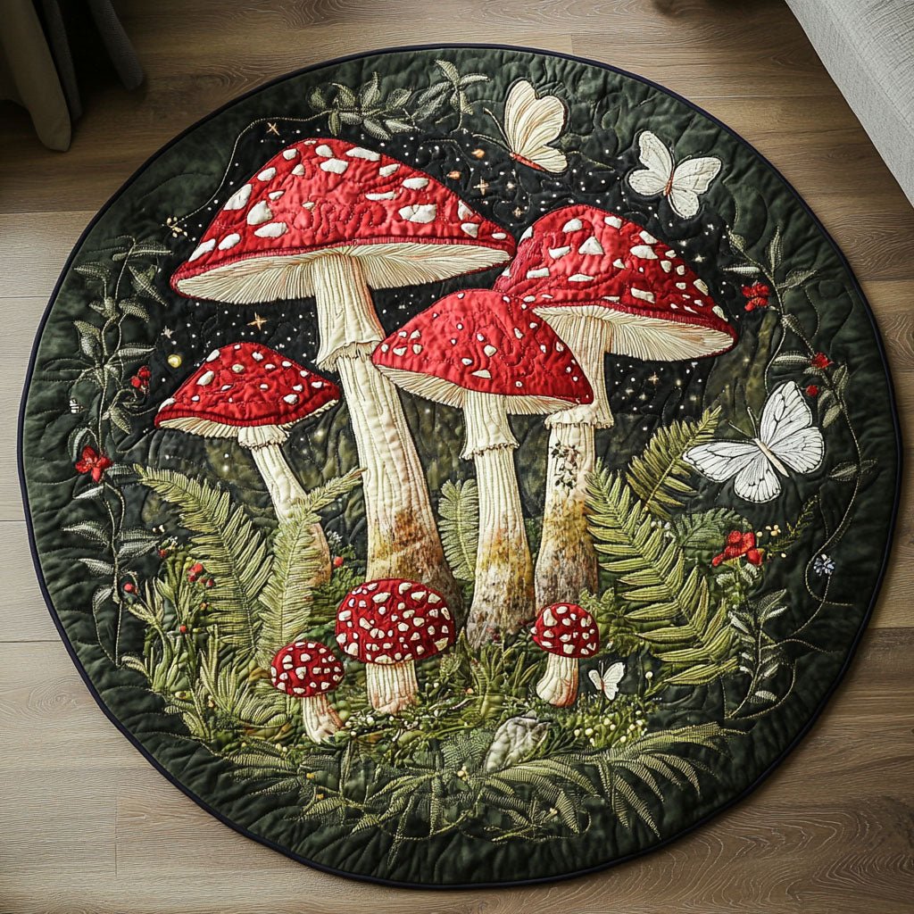 Enchanted Fungi Forest Round Mat Rug - Nature Design | Serene Home Decor