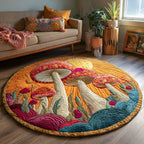 Enchanted Fungi Round Mat Rug - washable non-slip printed rug
