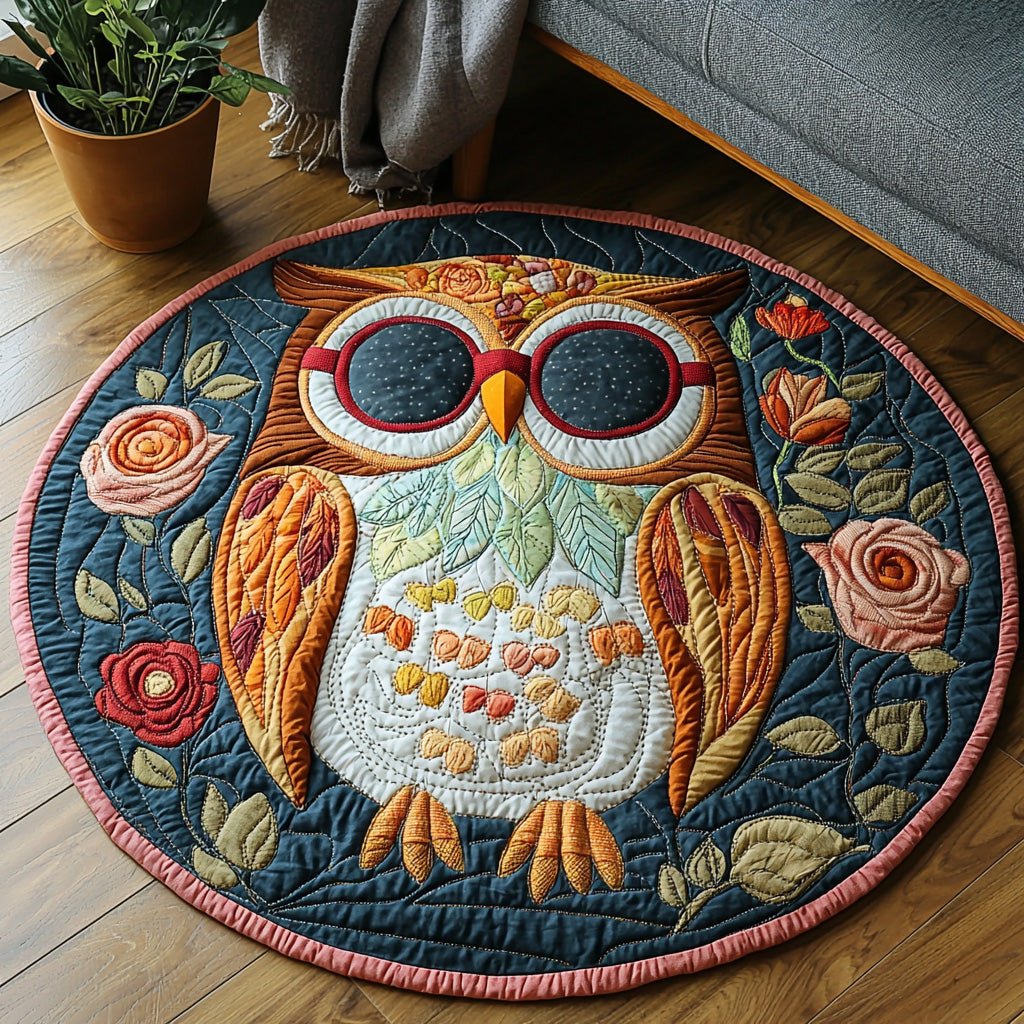Enchanted Hoot Round Mat Rug - washable non-slip printed rug