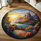 Enchanted Horizon Round Mat Rug - washable non-slip printed rug
