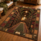Enchanted Library Corridor area rug in a living room