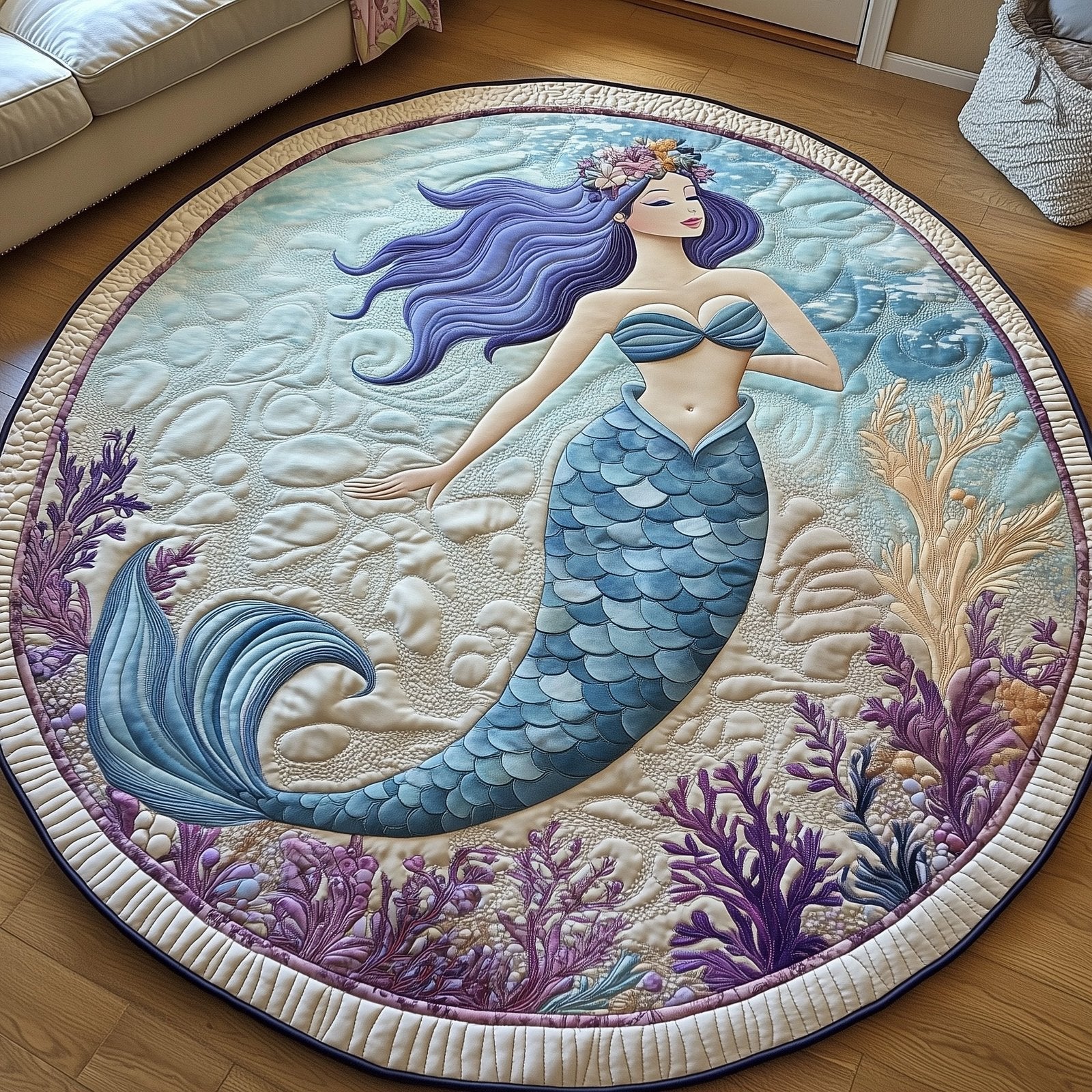 Enchanted Mermaid Round Mat Rug - Nature Design | Serene Home Decor