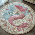 Enchanted Mermaid Round Mat Rug - washable non-slip printed rug