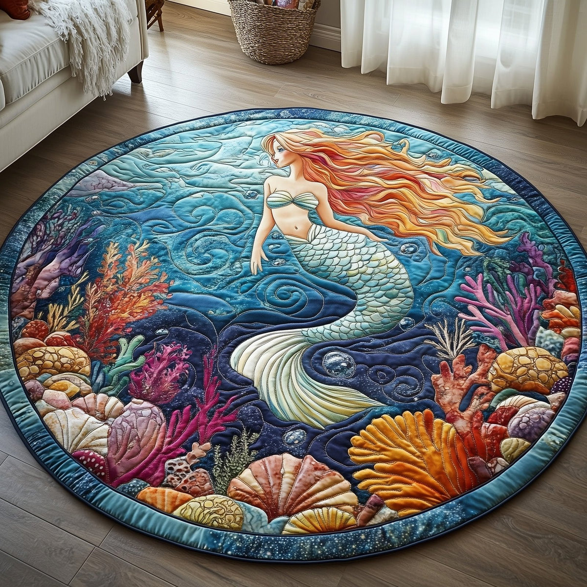 Enchanted Mermaid Round Mat Rug - Nature Design | Serene Home Decor
