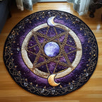 Enchanted Pentacle Round Mat Rug - washable non-slip printed rug