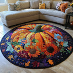 Enchanted Pumpkin Patch Halloween Round Mat Rug - washable non-slip printed rug