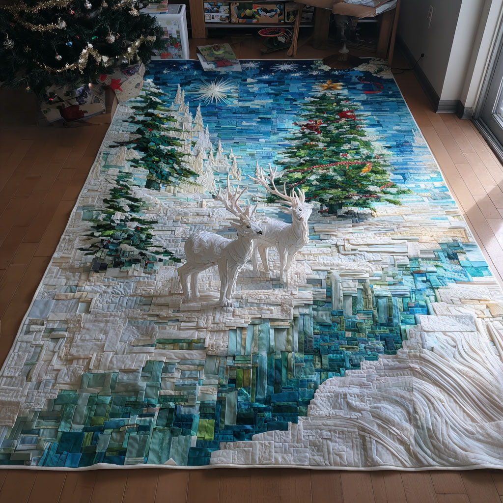 Enchanted Reindeer Forest area rug in a living room
