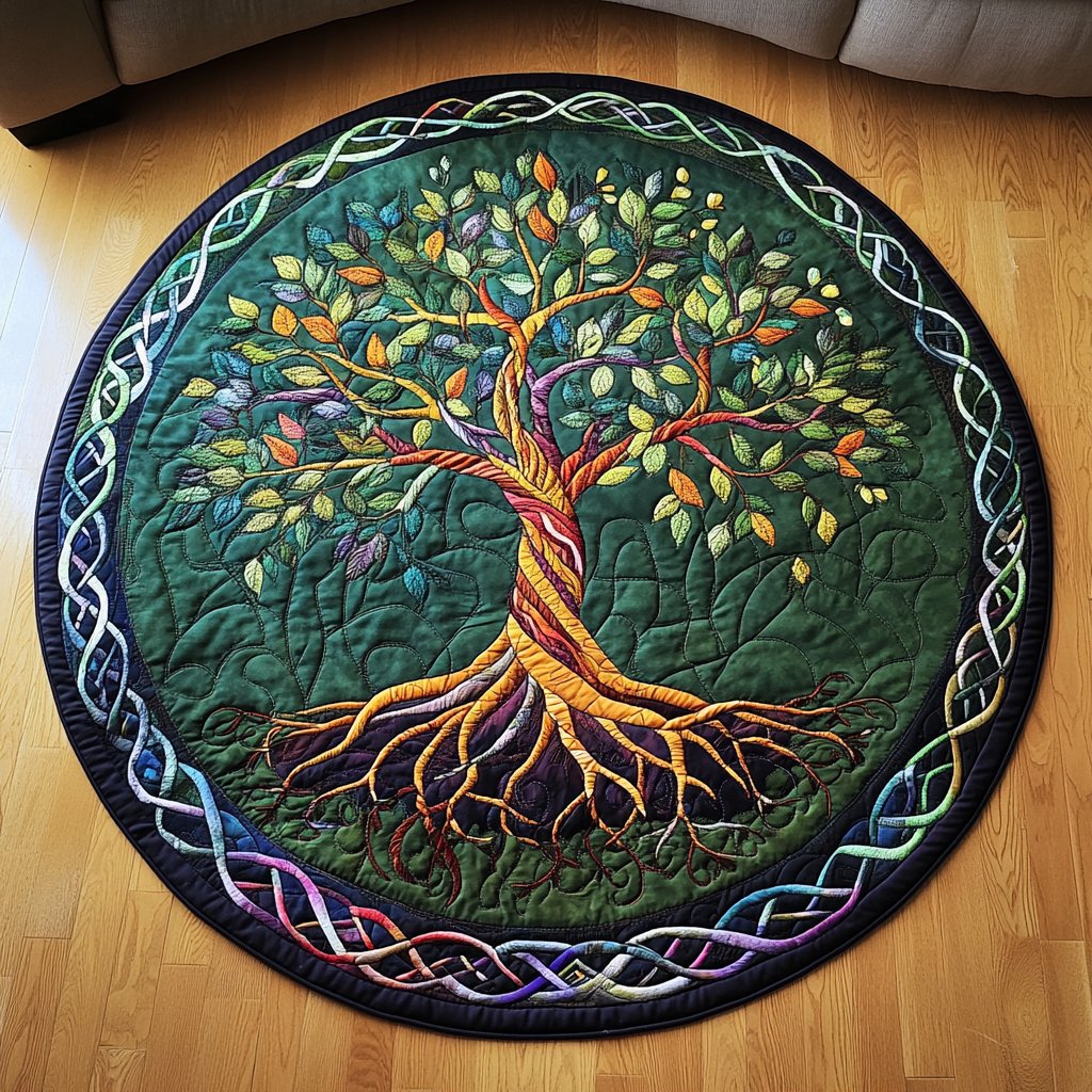 Enchanted Roots Round Mat Rug - washable non-slip printed rug