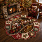 Enchanted Snowman Custom Shape Area Rug - Seasonal Design | Die-Cut Non-Slip Rug - washable non-slip printed rug