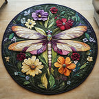 Enchanted Wings Round Mat Rug - washable non-slip printed rug