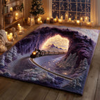 Enchanted Winter Rail area rug in a living room