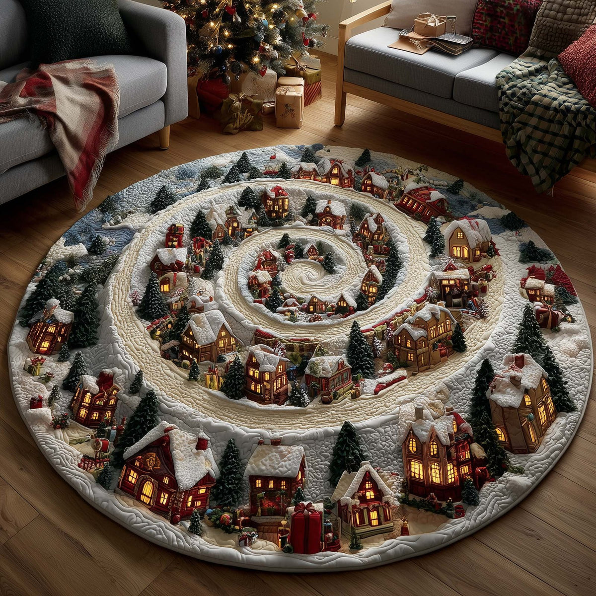 Enchanted Wonderland Round Mat Rug - washable non-slip printed rug