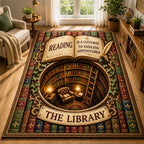 Endless Adventures Library area rug in a living room