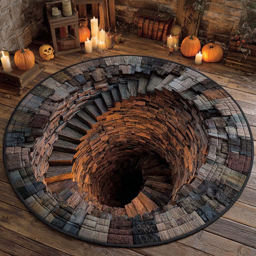 Endless Pit Round Mat Rug - washable non-slip printed rug
