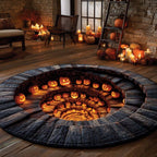 Endless Pumpkin Abyss Halloween Round Mat Rug - washable non-slip printed rug