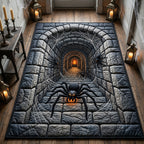 Endless Spider Tunnel area rug in a living room