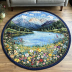 Endless Views Round Mat Rug - washable non-slip printed rug