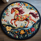 Equine Art Round Mat Rug - washable non-slip printed rug