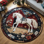 Equine Retreat Round Mat Rug - washable non-slip printed rug