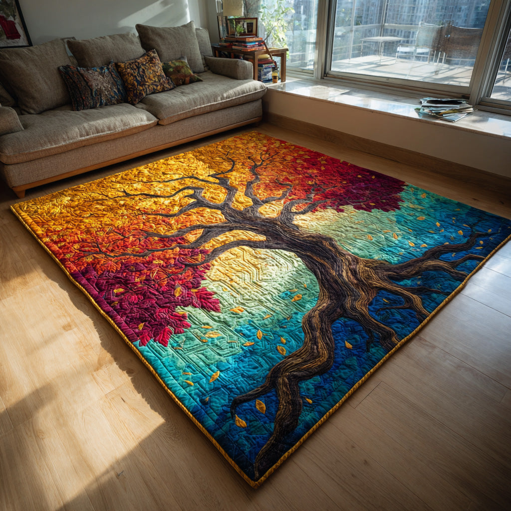 Equinox Tree area rug in a living room