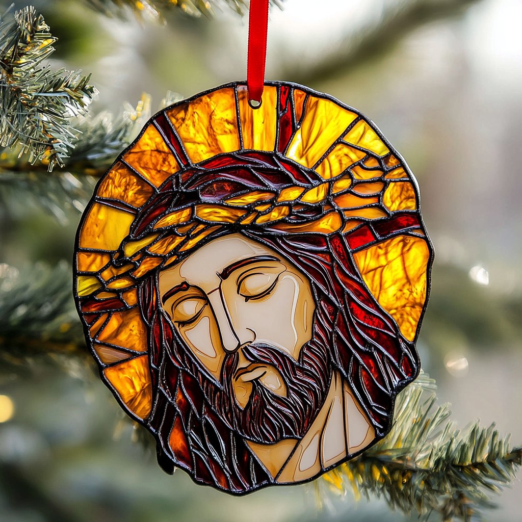 Stained Glass Crown Of Thorns Christmas Ornament