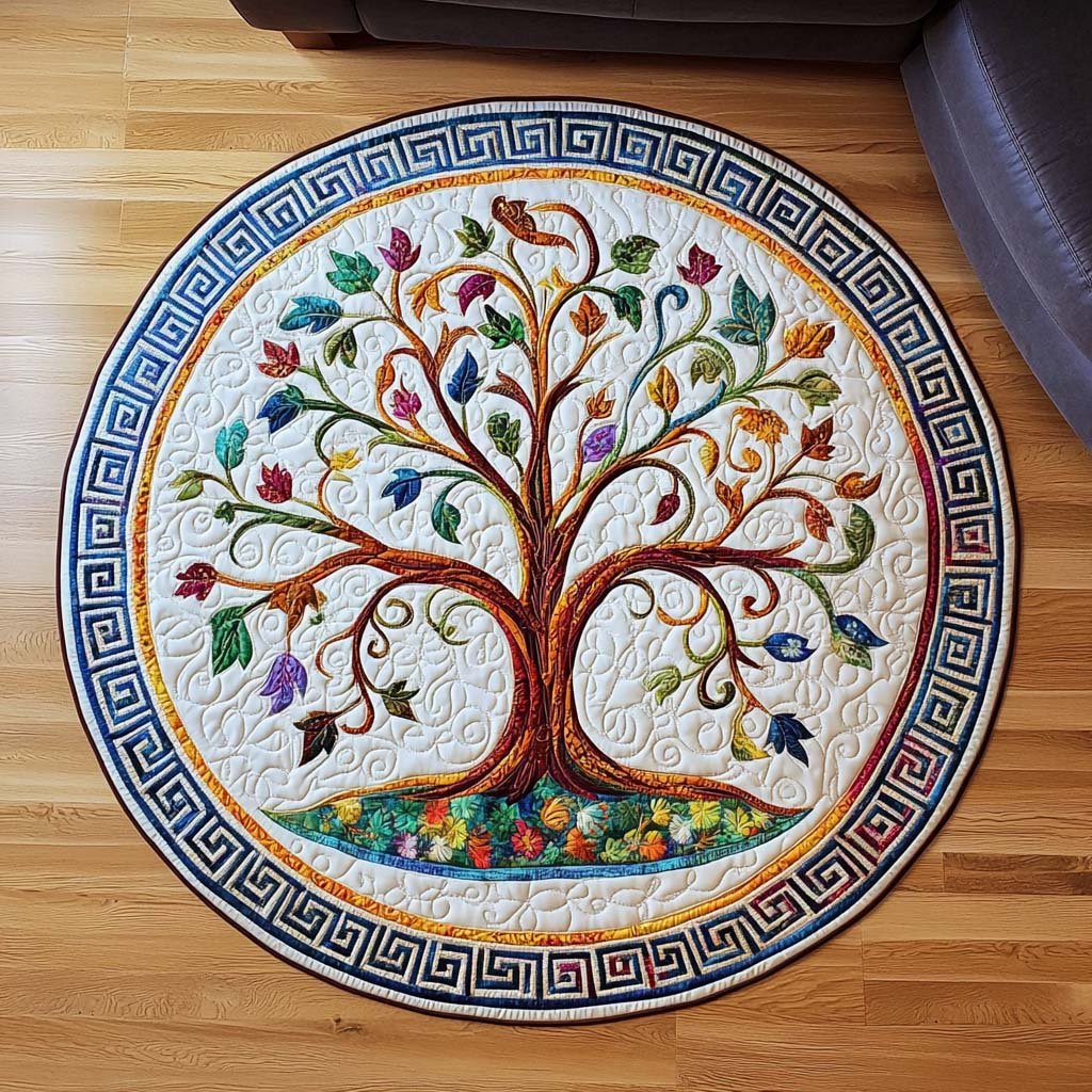 Eternal Branches Round Mat Rug - washable non-slip printed rug