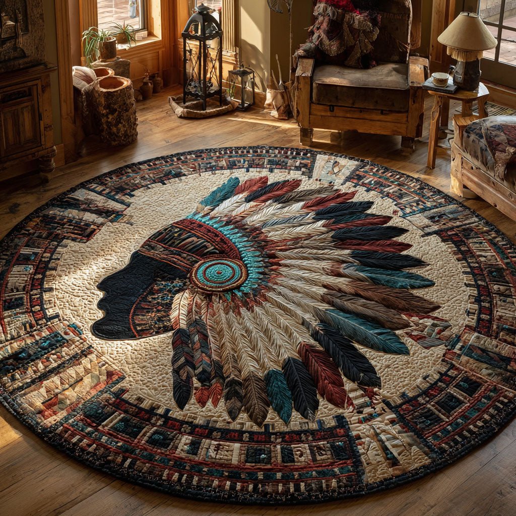 Eternal Feather Round Mat Rug - washable non-slip printed rug