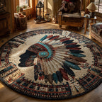 Eternal Feather Round Mat Rug - washable non-slip printed rug