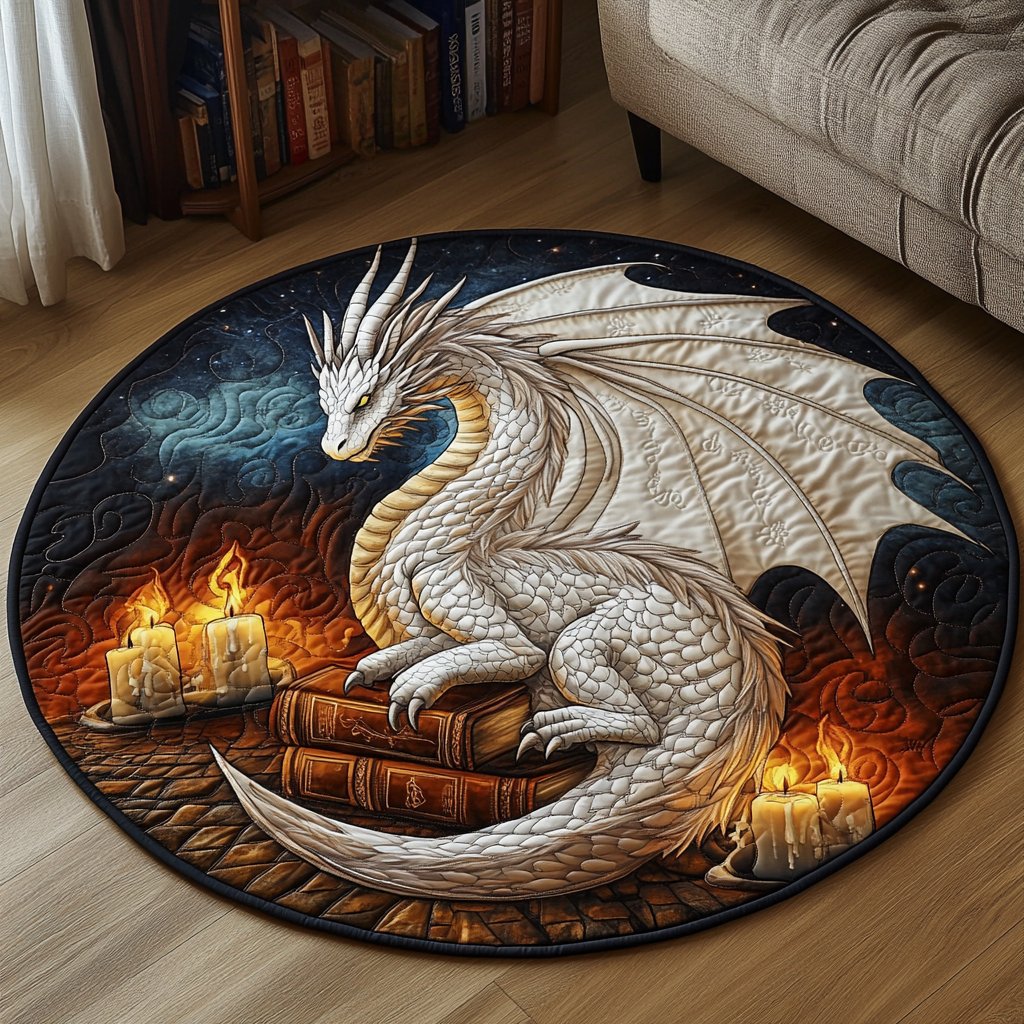 Eternal Flame (Design 2) Round Mat Rug - washable non-slip printed rug