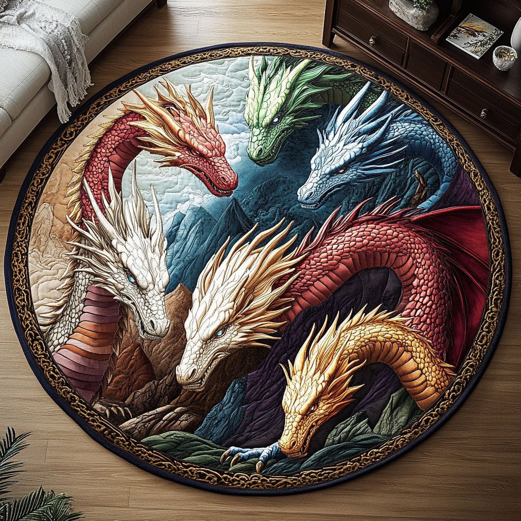 Eternal Flamekeeper Round Mat Rug - washable non-slip printed rug