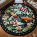 Eternal Koi Round Mat Rug - washable non-slip printed rug