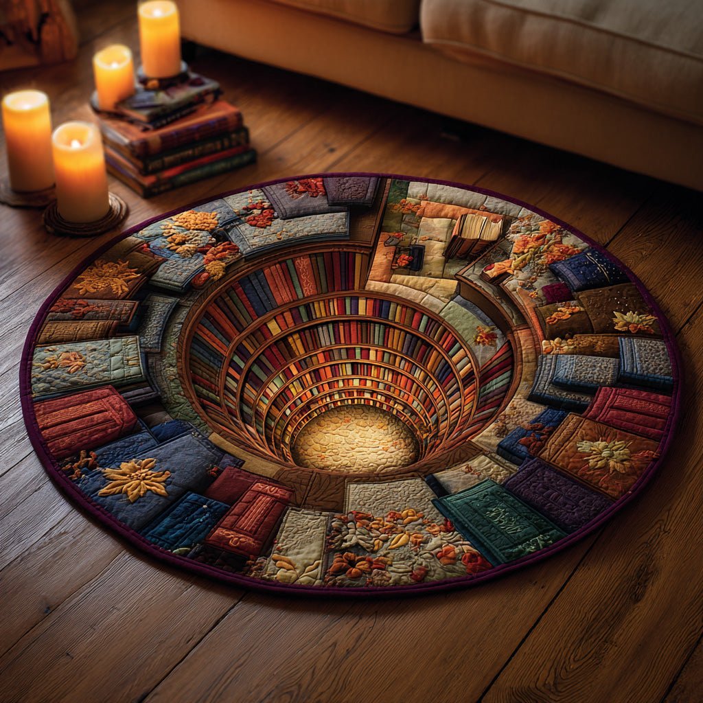Eternal Library Glow Round Mat Rug - washable non-slip printed rug