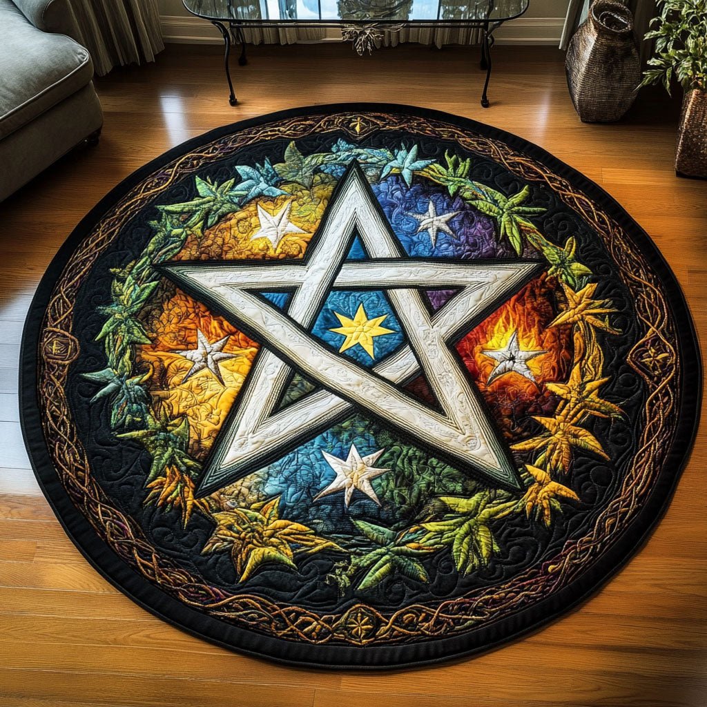 Eternal Pentacle Round Mat Rug - washable non-slip printed rug