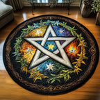 Eternal Pentacle Round Mat Rug - washable non-slip printed rug