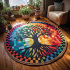 Eternal Roots Round Mat Rug - washable non-slip printed rug