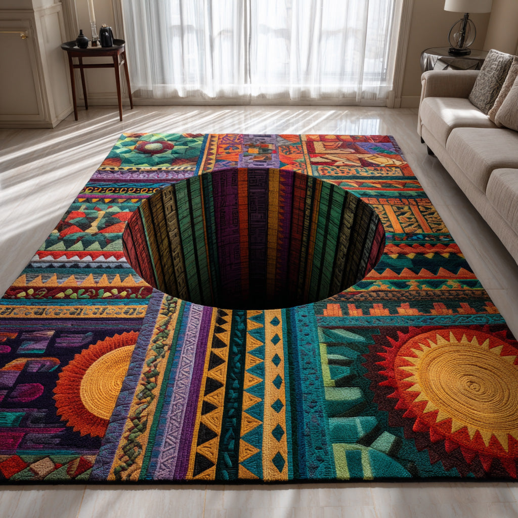 Eternal Spiral area rug in a living room