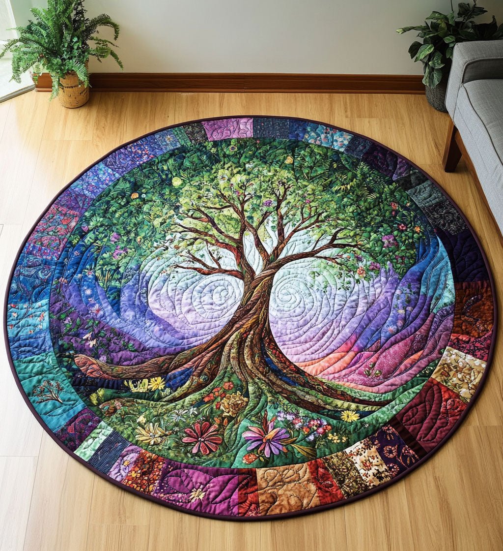 Eternal Spring Round Mat Rug - washable non-slip printed rug