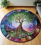Eternal Spring Round Mat Rug - washable non-slip printed rug