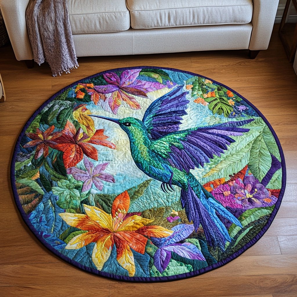 Ethereal Flutter Round Mat Rug - washable non-slip printed rug