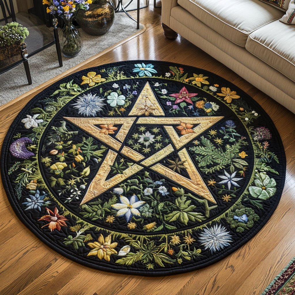 Ethereal Pentacle Round Mat Rug - washable non-slip printed rug